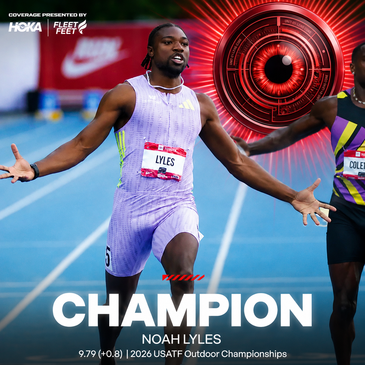 Noah Lyles wins 100m US Athletics Championships in world-leading 9.79 seconds